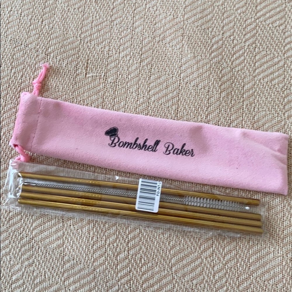 Bombshell Baker Glitzy Gold Stainless Steel Straws